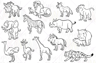 African Animals Digital Stamps