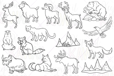Mountain Animals Digital Stamps