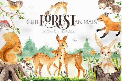 Watercolor Forest Animals