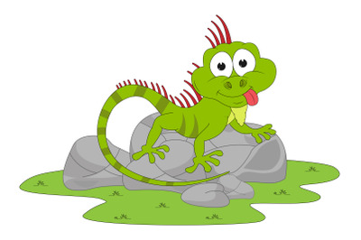 cute iguana animal cartoon