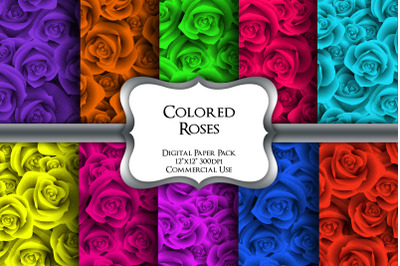 Colored Roses Digital Paper Pack