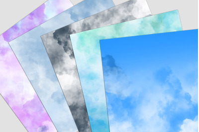 Watercolor Clouds Digital Paper Pack