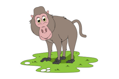 cute baboon animal cartoon, simple vector illustration