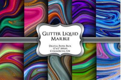 Glitter Liquid Marble Digital Paper Pack