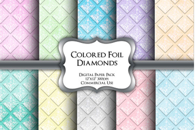 Colored Foil Diamonds Digital Paper Pack