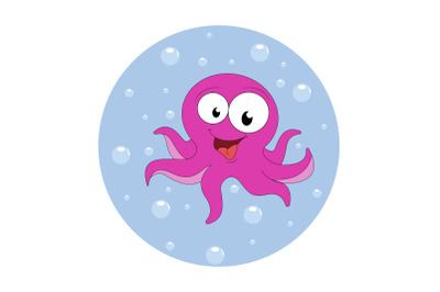 cute octopus animal cartoon, simple vector illustration