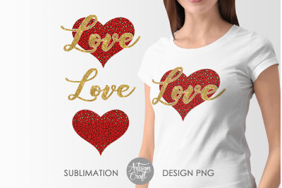 Leopard print heart sublimation PNG File, Love PNG, glitter sublimatio