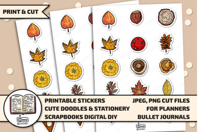 Autumn Printable Digital Stickers