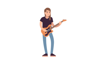 Rock or pop musician with guitar. Guitarist musical performance, male