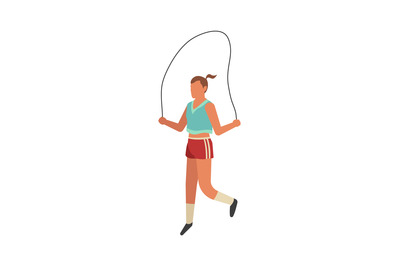 Sportswoman jumping rope. Outdoor activity, female strong character in