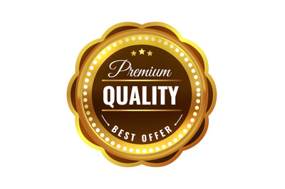 Premium quality gold badge. Sale medal golden luxury emblem, best pric