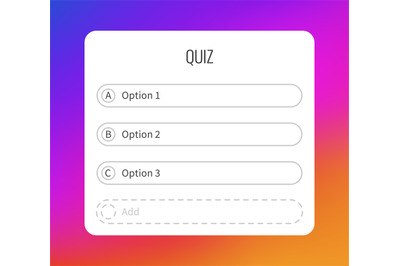 Question sticker for typing answers. Quiz option social media interfac