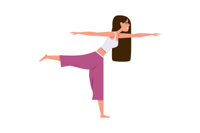 Yoga woman character. Athletic female character in sport uniform doing