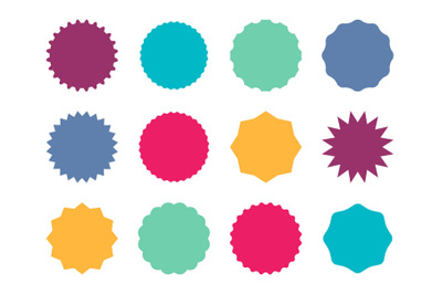 Starburst colorful badges. Color star sticker price tag, sale simple e
