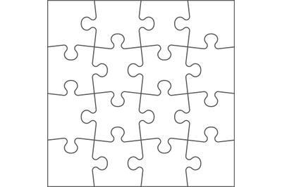 Puzzle shape. Realistic jigsaw pieces. Blank matching parts. Mockup fo