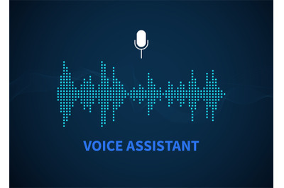 Voice assistant. Color sound recognition wave, and microphone icon but