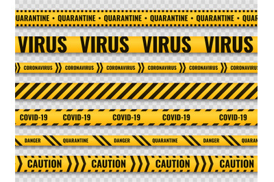 Quarantine stripes. Safety warning yellow black striped tapes, warning