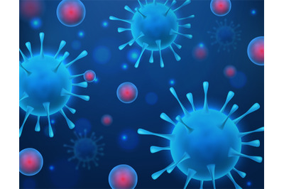 Virus. Various microorganisms, disease round cells and allergy bacteri