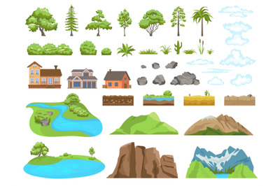 Landscape elements constructor. Natural compatible objects&2C; mountains