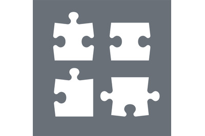 Puzzle pieces. Parts of puzzles graphic template, blank matching parts