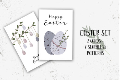 2 Easter cards. Cute Easter egg. Eco rustic decoration