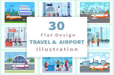 30 Airport Travel Flat Design