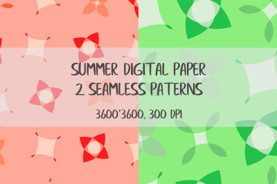 Summer Digital Paper. 2 Seamless Patterns.
