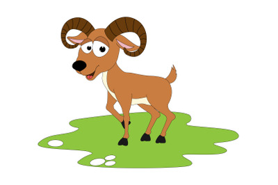 cute urial animal cartoon, simple vector illustration