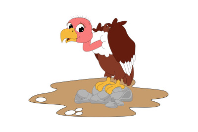 cute vulture animal cartoon&2C; simple vector illustration