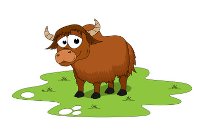 cute yak animal cartoon, simple vector illustration