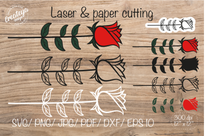 Rose SVG&2C; Flower SVG&2C; Rose outline&2C; Flower laser