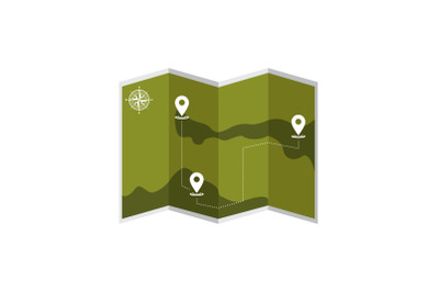 Camping Mountain Map Flat Icon