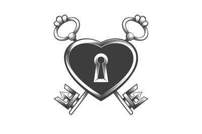 Heart Shaped Lock with Two Keys Tattoo