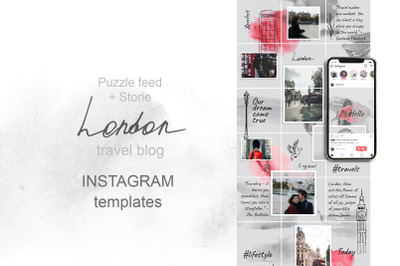 Puzzle Instagram Template. London Travel Blog