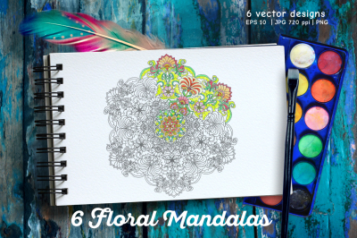 6 Floral Mandalas