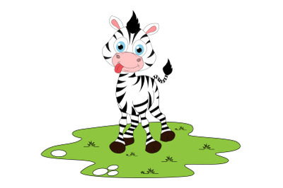 cute zebra animal cartoon, simple vector illustration