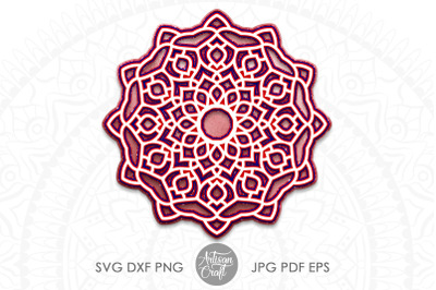 3D layered mandala SVG, layered design, files for Cricut, Silhouette C