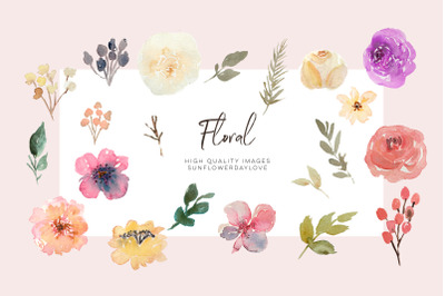 Wedding clipart&2C; Pink Flowers clipart&2C; Hand Painted Watercolour Floral