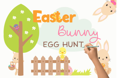 Easter Bunny Egg Hunt clipart