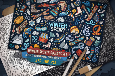 Winter Sports Objects &amp; Symbols Set