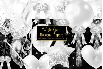 White Glam Balloons Clipart