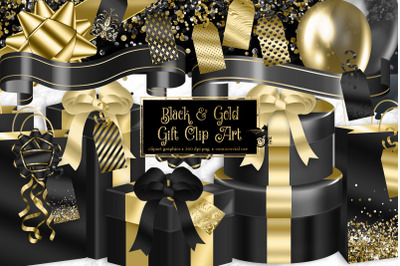 Black and Gold Gift Clipart