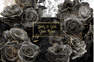 Black and Gold Glam Roses