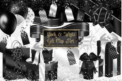 Black and White Gift Clipart