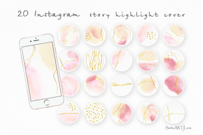 Instagram Green Pink Story Highlight covers By SvetaArtLana