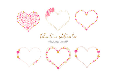 Valentine Heart Gold Frame Clipart&2C; geometric Heart Borders