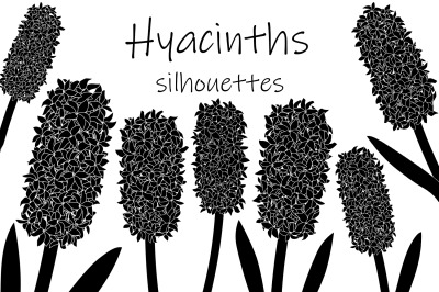 Hyacinths silhouettes. Flowers silhouettes. Hyacinth SVG.