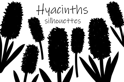 Hyacinths silhouettes. Flowers silhouettes. Hyacinth SVG.