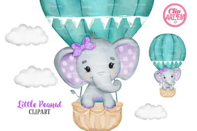 Purple Teal / Bluish-Green Girl Elephant Balloon PNG