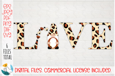 Valentines gnomes SVG. Valentines day leopard SVG. Love cheetah DXF, P